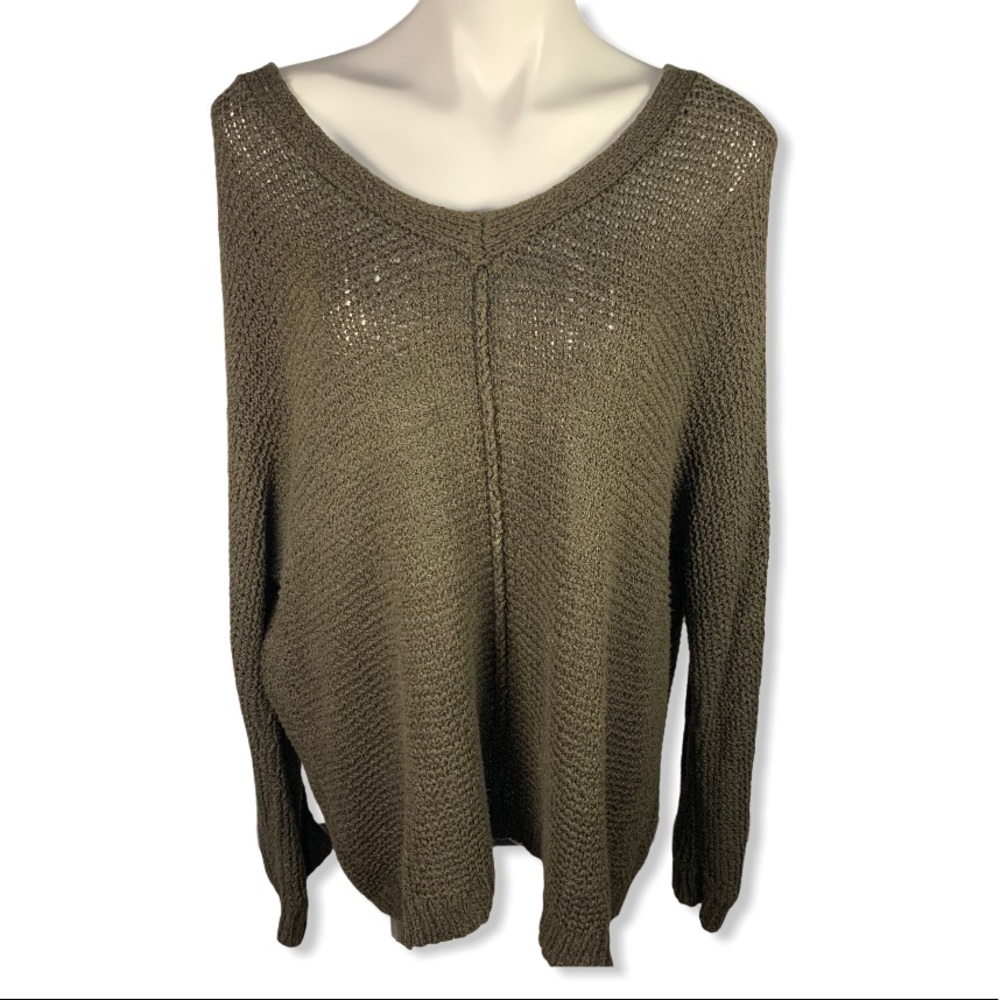 Olive Green Free People Laganlook Slouchy Sweater